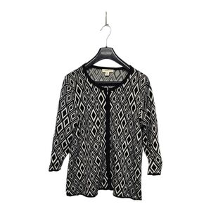 Coldwater Creek Black and White Diamond Cardigan XL